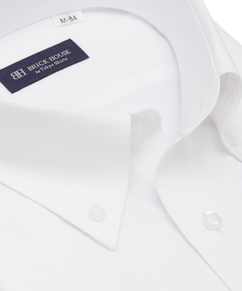 TOKYO SHIRTS（トウキョウシャツ）の「透け防止 形態安定ノーアイロン ボタンダウン 長袖ビジネスワイシャツ（ビジネスシャツ・メンズ・ホワイト・首回り37cm-裄丈80cm/首回り39cm-裄丈80cm/首回り39cm-裄丈84cm/首回り41cm-裄丈82cm/首回り41cm-裄丈86cm/首回り42cm-裄丈82cm/首回り42cm-裄丈86cm/首回り43cm-裄丈82cm/首回り43cm-裄丈86cm/首回り37cm-裄丈84cm）」の2枚目の写真