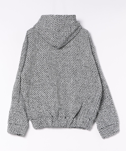 セール】【ユニセックス】ツイードビッグシルエットフード付きパーカ