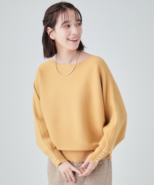 DRESKIP(ドレスキップ)の「◆【高レビュー/洗える】優しく上品に リブドルマン お袖フェイクパールニット(ニット/セーター・レディース・ピンク系/グリーン/ライトベージュ/ブラック/チャコールグレー/イエロー・00)」の5枚目の写真