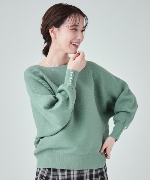 高レビュー/洗える】優しく上品に リブドルマン お袖フェイクパール