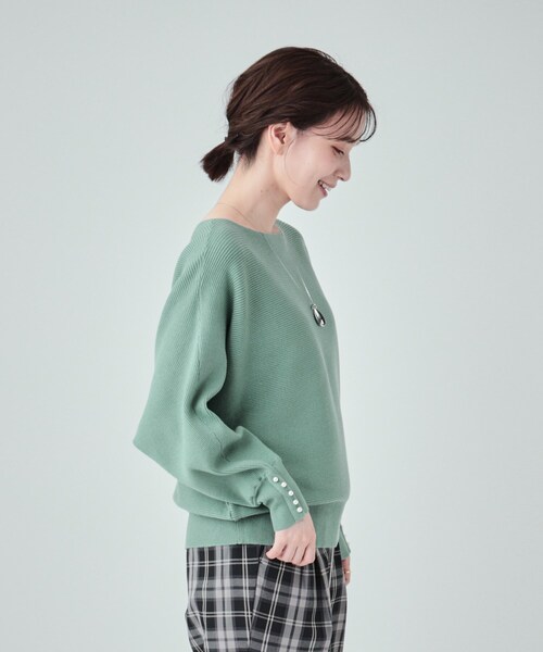 DRESKIP(ドレスキップ)の「◆【高レビュー/洗える】優しく上品に リブドルマン お袖フェイクパールニット(ニット/セーター・レディース・ピンク系/グリーン/ライトベージュ/ブラック/チャコールグレー/イエロー・00)」の8枚目の写真