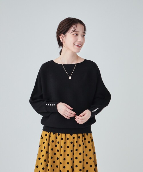 DRESKIP(ドレスキップ)の「◆【高レビュー/洗える】優しく上品に リブドルマン お袖フェイクパールニット(ニット/セーター・レディース・ピンク系/グリーン/ライトベージュ/ブラック/チャコールグレー/イエロー・00)」の15枚目の写真