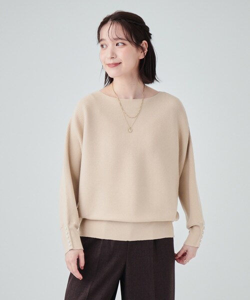 DRESKIP(ドレスキップ)の「◆【高レビュー/洗える】優しく上品に リブドルマン お袖フェイクパールニット(ニット/セーター・レディース・ピンク系/グリーン/ライトベージュ/ブラック/チャコールグレー/イエロー・00)」の19枚目の写真