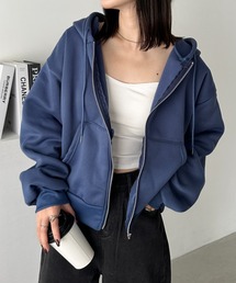 STONE  ネイビー ジップアップフーディ パーカー（ブルー・ネイビー/青色系・ジップアップ）ファッション通販