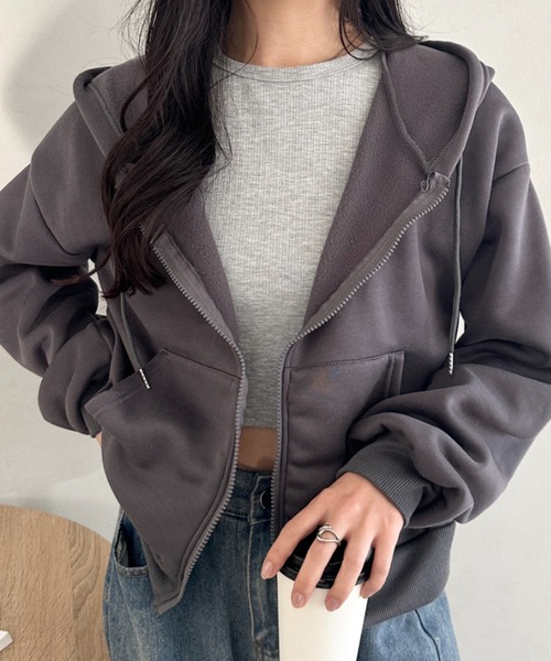 セール】無地裏起毛ジップパーカー（パーカー）｜CLEA（クレア）の