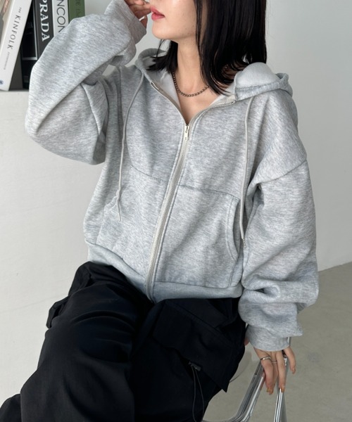 CLEA（クレア）の「無地裏起毛ジップパーカー（パーカー）」 - WEAR