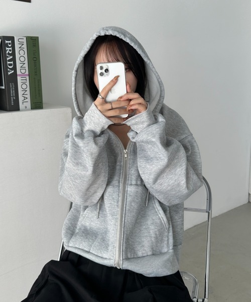 CLEA（クレア）の「無地裏起毛ジップパーカー（パーカー）」 - WEAR