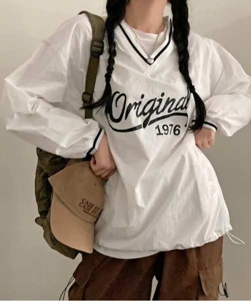 Per sist ence(パーシエンス)の「ロゴ入りスポーツMIXゲームシャツ風リブプルオーバー(Tシャツ/カットソー・レディース・ネイビー/ホワイト/ブルー・FREE)」の14枚目の写真
