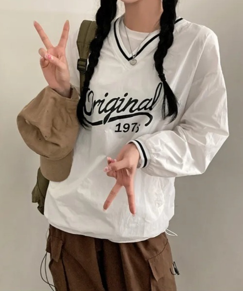 Per sist ence(パーシエンス)の「ロゴ入りスポーツMIXゲームシャツ風リブプルオーバー(Tシャツ/カットソー・レディース・ネイビー/ホワイト/ブルー・FREE)」の13枚目の写真