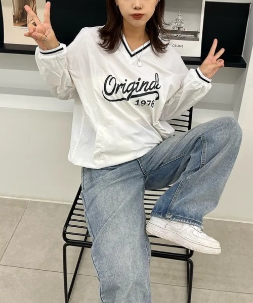 Per sist ence(パーシエンス)の「ロゴ入りスポーツMIXゲームシャツ風リブプルオーバー(Tシャツ/カットソー・レディース・ネイビー/ホワイト/ブルー・FREE)」の11枚目の写真