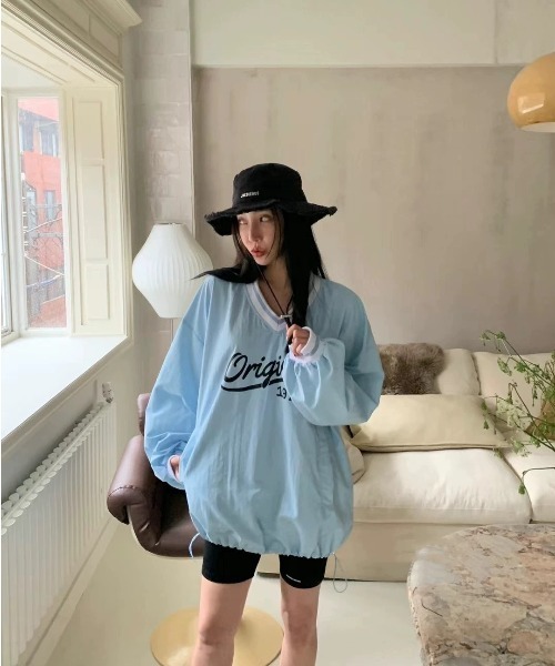Per sist ence(パーシエンス)の「ロゴ入りスポーツMIXゲームシャツ風リブプルオーバー(Tシャツ/カットソー・レディース・ネイビー/ホワイト/ブルー・FREE)」の17枚目の写真