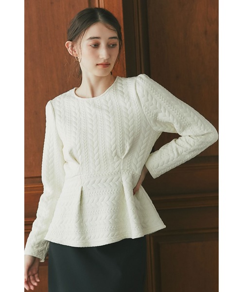 ケーブルジャガードペプラムカットソー（Tシャツ/カットソー