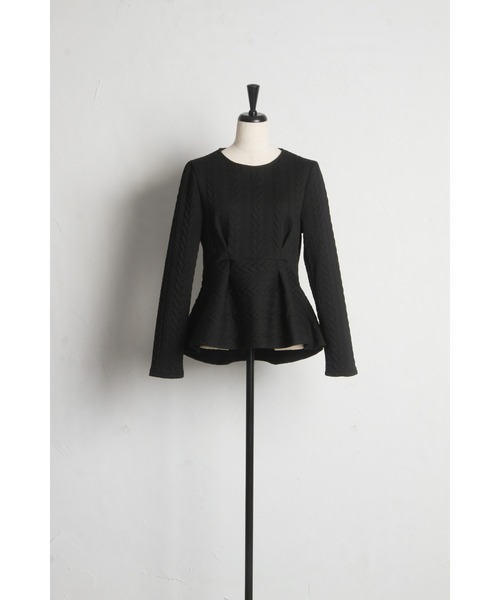 &. NOSTALGIA（アンドドットノスタルジア）の「ケーブルジャガードペプラムカットソー（Tシャツ/カットソー・レディース・アイボリー/ブラック・M）」の15枚目の写真