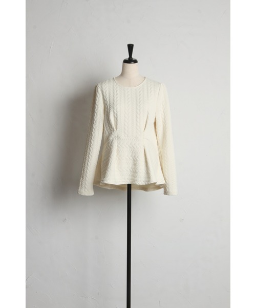 &. NOSTALGIA（アンドドットノスタルジア）の「ケーブルジャガードペプラムカットソー（Tシャツ/カットソー・レディース・アイボリー/ブラック・M）」の16枚目の写真