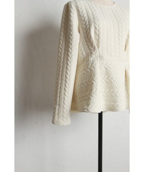 &. NOSTALGIA（アンドドットノスタルジア）の「ケーブルジャガードペプラムカットソー（Tシャツ/カットソー・レディース・アイボリー/ブラック・M）」の21枚目の写真