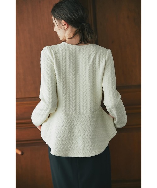 &. NOSTALGIA（アンドドットノスタルジア）の「ケーブルジャガードペプラムカットソー（Tシャツ/カットソー・レディース・アイボリー/ブラック・M）」の7枚目の写真