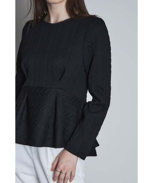 &. NOSTALGIA（アンドドットノスタルジア）の「ケーブルジャガードペプラムカットソー（Tシャツ/カットソー・レディース・アイボリー/ブラック・M）」の8枚目の写真