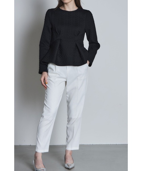 &. NOSTALGIA（アンドドットノスタルジア）の「ケーブルジャガードペプラムカットソー（Tシャツ/カットソー・レディース・アイボリー/ブラック・M）」の9枚目の写真