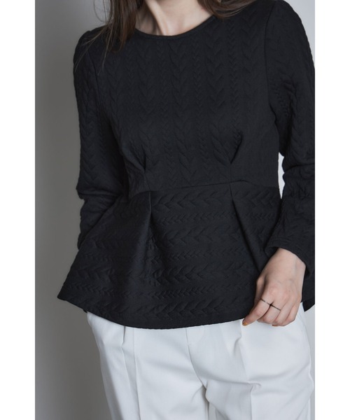 &. NOSTALGIA（アンドドットノスタルジア）の「ケーブルジャガードペプラムカットソー（Tシャツ/カットソー・レディース・アイボリー/ブラック・M）」の12枚目の写真