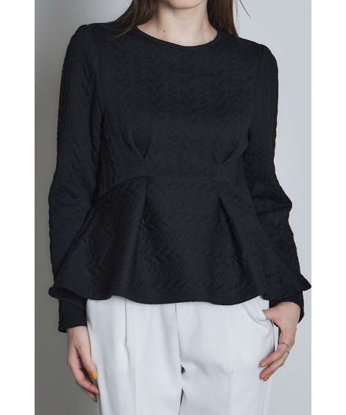 &. NOSTALGIA（アンドドットノスタルジア）の「ケーブルジャガードペプラムカットソー（Tシャツ/カットソー・レディース・アイボリー/ブラック・M）」の13枚目の写真