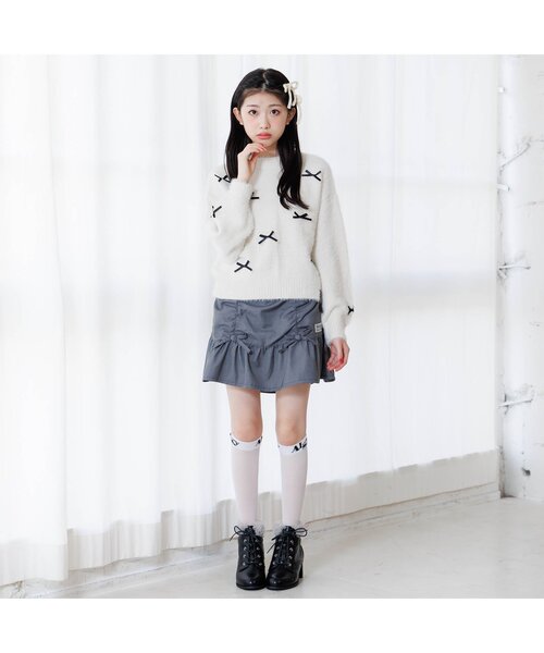 algy(アルジー)の「ガーリーロゴシアーハイソックス(ソックス/靴下・キッズ・オフホワイト/ブラック・24/21)」の5枚目の写真