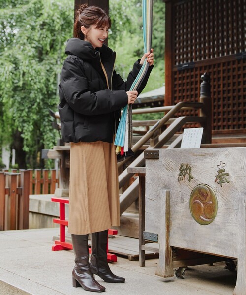 安田美沙子さん着用】リブ切替ニットワンピース（ワンピース