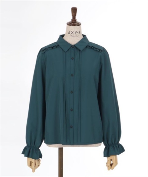 axes femme（アクシーズファム）の「カメオ×ジャボブローチ付ブラウス（シャツ/ブラウス・レディース・ブラック/ブルーグリーン/キナリ・MEDIUM/LARGE）」の13枚目の写真