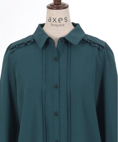 axes femme（アクシーズファム）の「カメオ×ジャボブローチ付ブラウス（シャツ/ブラウス・レディース・ブラック/ブルーグリーン/キナリ・MEDIUM/LARGE）」の14枚目の写真