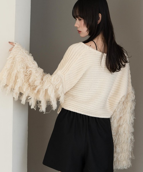 hinari（ヒナリ）の「ループフリンジニットカーディガン（ニット