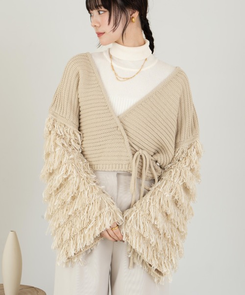 hinari（ヒナリ）の「ループフリンジニットカーディガン（ニット