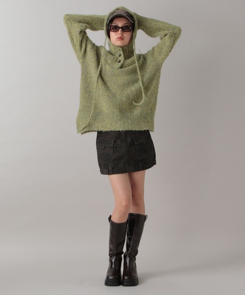 FOREVER 21（フォーエバー トゥエンティーワン）の「【2024FW】ブークレフードセットニット（ニット/セーター・レディース・グレー/ナチュラル/グリーン・FREE）」の5枚目の写真