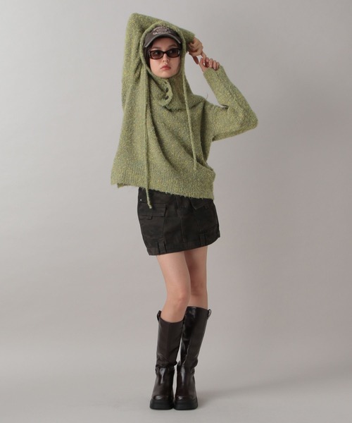 FOREVER 21（フォーエバー トゥエンティーワン）の「【2024FW】ブークレフードセットニット（ニット/セーター・レディース・グレー/ナチュラル/グリーン・FREE）」の6枚目の写真