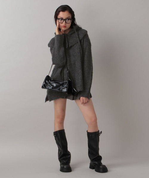 FOREVER 21（フォーエバー トゥエンティーワン）の「【2024FW】ブークレフードセットニット（ニット/セーター・レディース・グレー/ナチュラル/グリーン・FREE）」の8枚目の写真