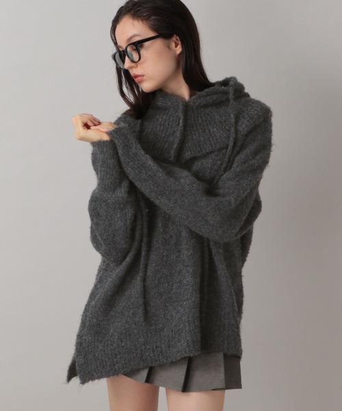 FOREVER 21（フォーエバー トゥエンティーワン）の「【2024FW】ブークレフードセットニット（ニット/セーター・レディース・グレー/ナチュラル/グリーン・FREE）」の11枚目の写真