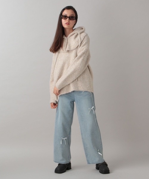 FOREVER 21（フォーエバー トゥエンティーワン）の「【2024FW】ブークレフードセットニット（ニット/セーター・レディース・グレー/ナチュラル/グリーン・FREE）」の14枚目の写真