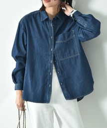 INTERPLANET | 台衿付くるみ釦ワイドデニムシャツ(シャツ/ブラウス)