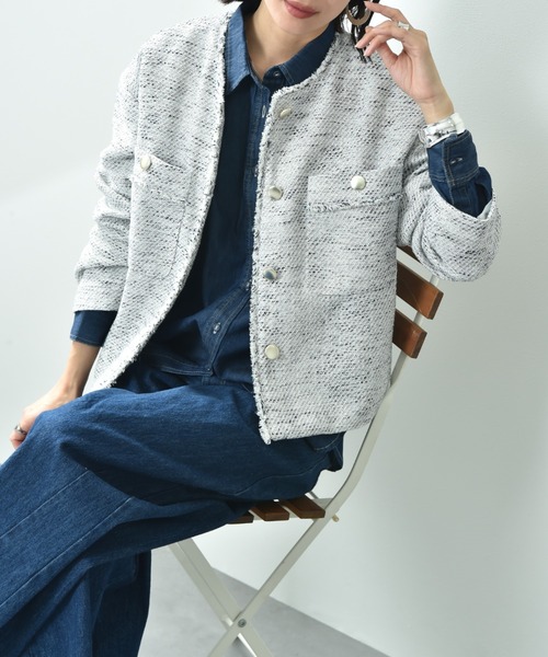 INTERPLANET（インタープラネット）の「台衿付くるみ釦ワイドデニムシャツ（シャツ/ブラウス・レディース・インディゴブルー/サックスブルー・FREE）」の20枚目の写真