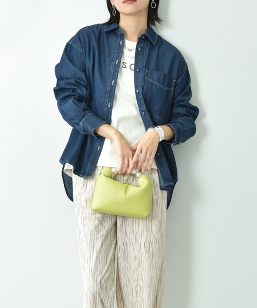 INTERPLANET（インタープラネット）の「台衿付くるみ釦ワイドデニムシャツ（シャツ/ブラウス・レディース・インディゴブルー/サックスブルー・FREE）」の17枚目の写真