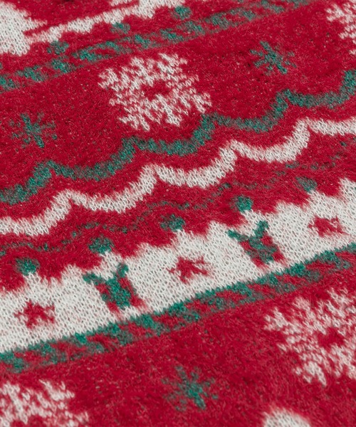 HOOK(フック)の「HOOK -select- 編み上げポロ襟クリスマスニット (AW)(ニット/セーター・メンズ・レッド/ホワイト・M/L/XL)」の9枚目の写真