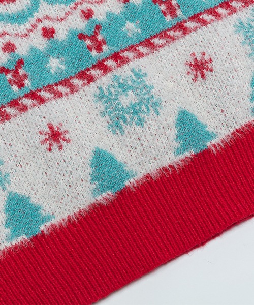 HOOK(フック)の「HOOK -select- 編み上げポロ襟クリスマスニット (AW)(ニット/セーター・メンズ・レッド/ホワイト・M/L/XL)」の10枚目の写真