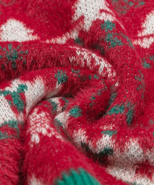 HOOK(フック)の「HOOK -select- 編み上げポロ襟クリスマスニット (AW)(ニット/セーター・メンズ・レッド/ホワイト・M/L/XL)」の11枚目の写真