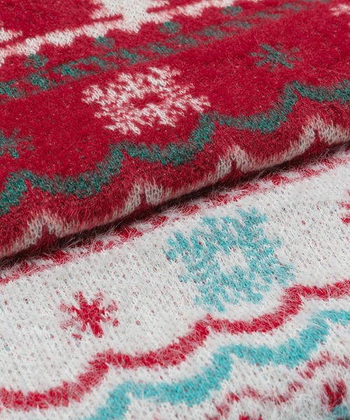 HOOK(フック)の「HOOK -select- 編み上げポロ襟クリスマスニット (AW)(ニット/セーター・メンズ・レッド/ホワイト・M/L/XL)」の15枚目の写真