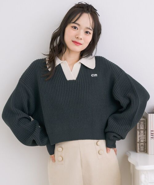 ems excite(エムズエキサイト)の「スキッパールーズNTPO(ニット/セーター・レディース・グリーン/チャコールグレー/ブラック系その他3・FREE)」の19枚目の写真