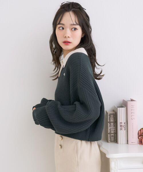 ems excite(エムズエキサイト)の「スキッパールーズNTPO(ニット/セーター・レディース・グリーン/チャコールグレー/ブラック系その他3・FREE)」の9枚目の写真