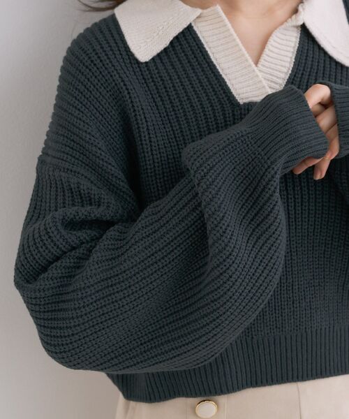 ems excite(エムズエキサイト)の「スキッパールーズNTPO(ニット/セーター・レディース・グリーン/チャコールグレー/ブラック系その他3・FREE)」の14枚目の写真