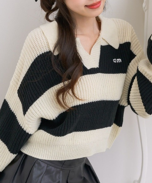 ems excite(エムズエキサイト)の「スキッパールーズNTPO(ニット/セーター・レディース・グリーン/チャコールグレー/ブラック系その他3・FREE)」の2枚目の写真