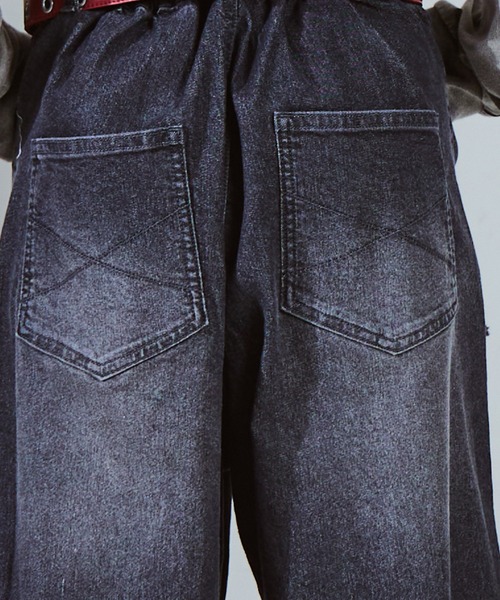 PAIRMANON STREET(ペアマノンストリート)の「【PAIRMANON STREET PLUS】【130-170サイズ】フリンジ ダブルニー デニム(デニムパンツ・キッズ・ブラック/ブルー/インディゴブルー・130/140/150/160/170)」の10枚目の写真