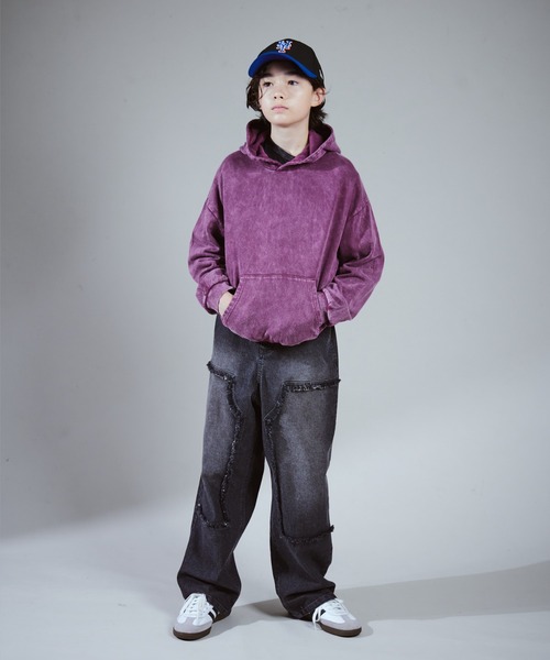 PAIRMANON STREET(ペアマノンストリート)の「【PAIRMANON STREET PLUS】【130-170サイズ】フリンジ ダブルニー デニム(デニムパンツ・キッズ・ブラック/ブルー/インディゴブルー・130/140/150/160/170)」の12枚目の写真