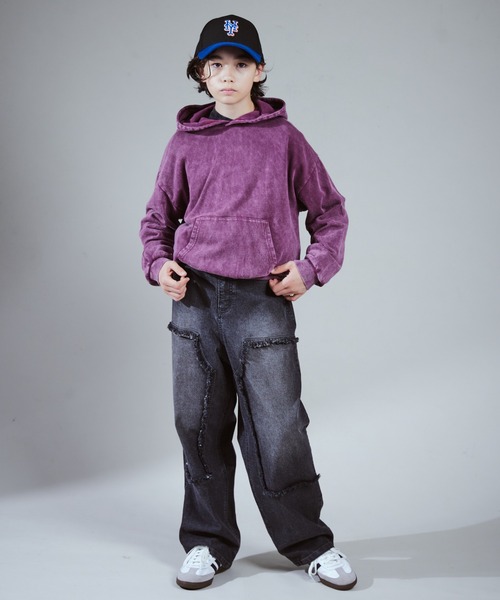 PAIRMANON STREET(ペアマノンストリート)の「【PAIRMANON STREET PLUS】【130-170サイズ】フリンジ ダブルニー デニム(デニムパンツ・キッズ・ブラック/ブルー/インディゴブルー・130/140/150/160/170)」の14枚目の写真