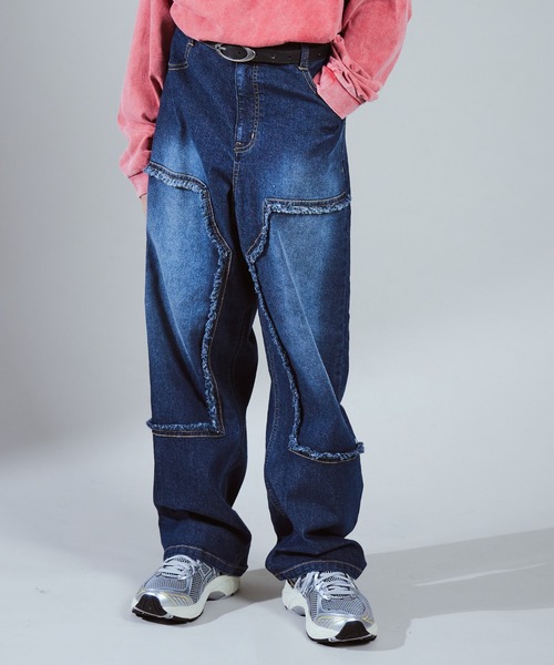 PAIRMANON STREET(ペアマノンストリート)の「【PAIRMANON STREET PLUS】【130-170サイズ】フリンジ ダブルニー デニム(デニムパンツ・キッズ・ブラック/ブルー/インディゴブルー・130/140/150/160/170)」の16枚目の写真